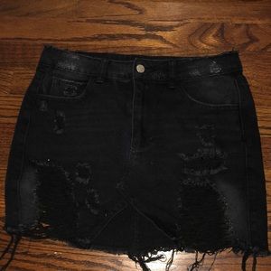 Black denim skirt